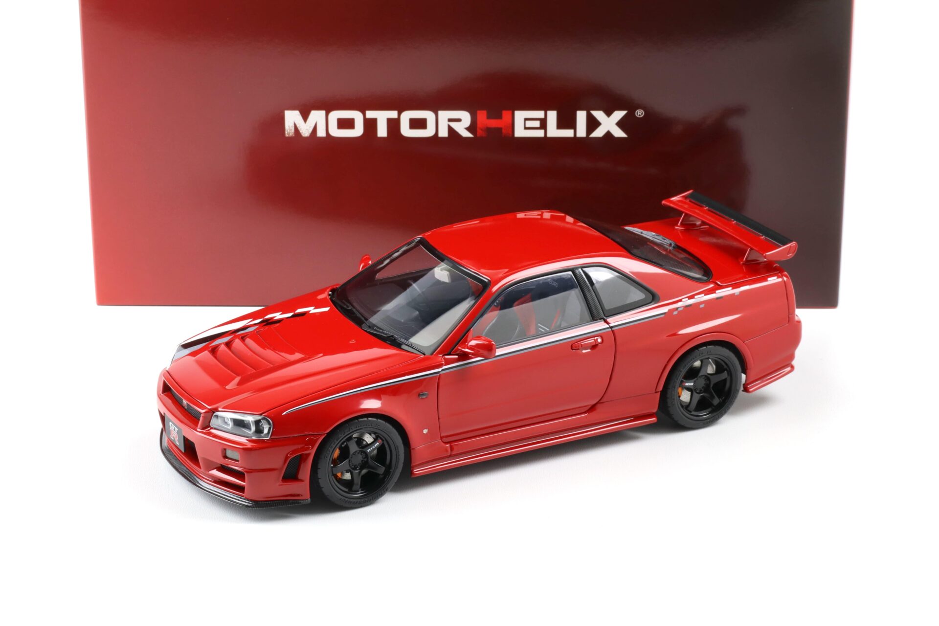1:18 Motorhelix Nissan Skyline R34 Customized Active red M83426
