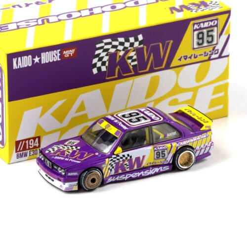 1:64 TSM Mini GT Kaido House BMW M3 E30 Kaido KW V1 purple/ yellow 1989