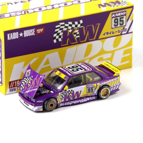 1:64 TSM Mini GT Kaido House BMW M3 E30 Kaido KW V1 purple/ yellow 1989