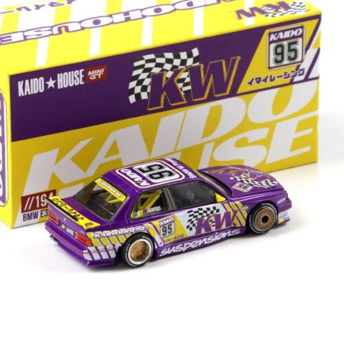 1:64 TSM Mini GT Kaido House BMW M3 E30 Kaido KW V1 purple/ yellow 1989
