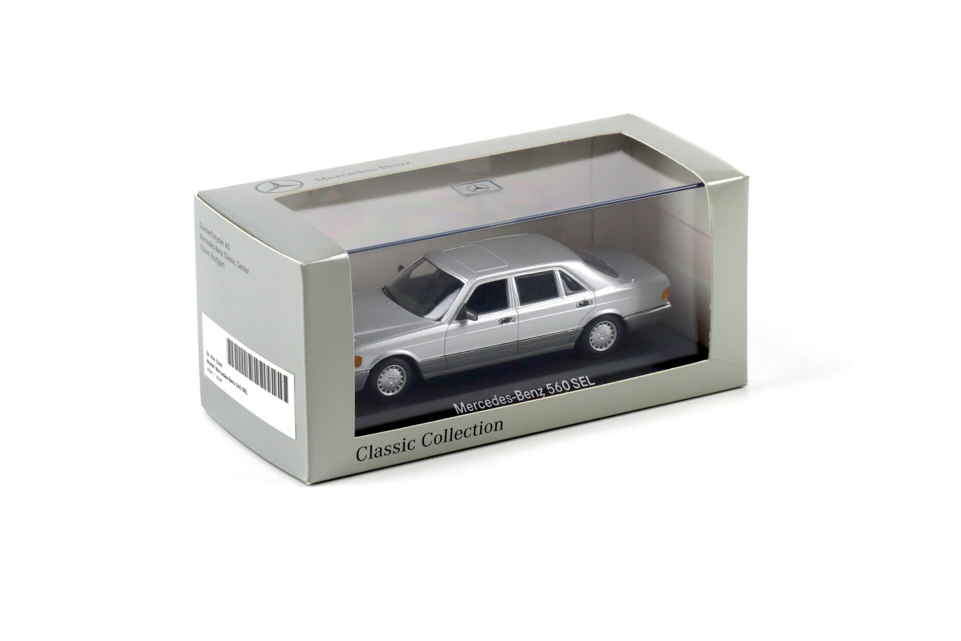 1:43 Minichamps Mercedes 560 SEL W126 Limousine silver/ blue interior DEALER VERSION