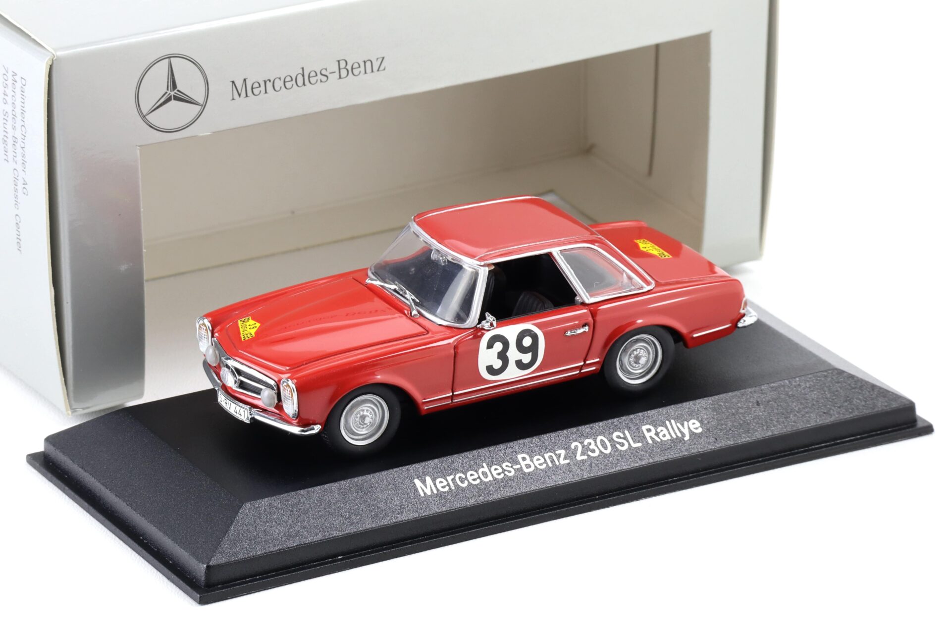 1:43 Minichamps Mercedes 230SL Pagode Rallye SPA 1963 red #39 DEALER VERSION