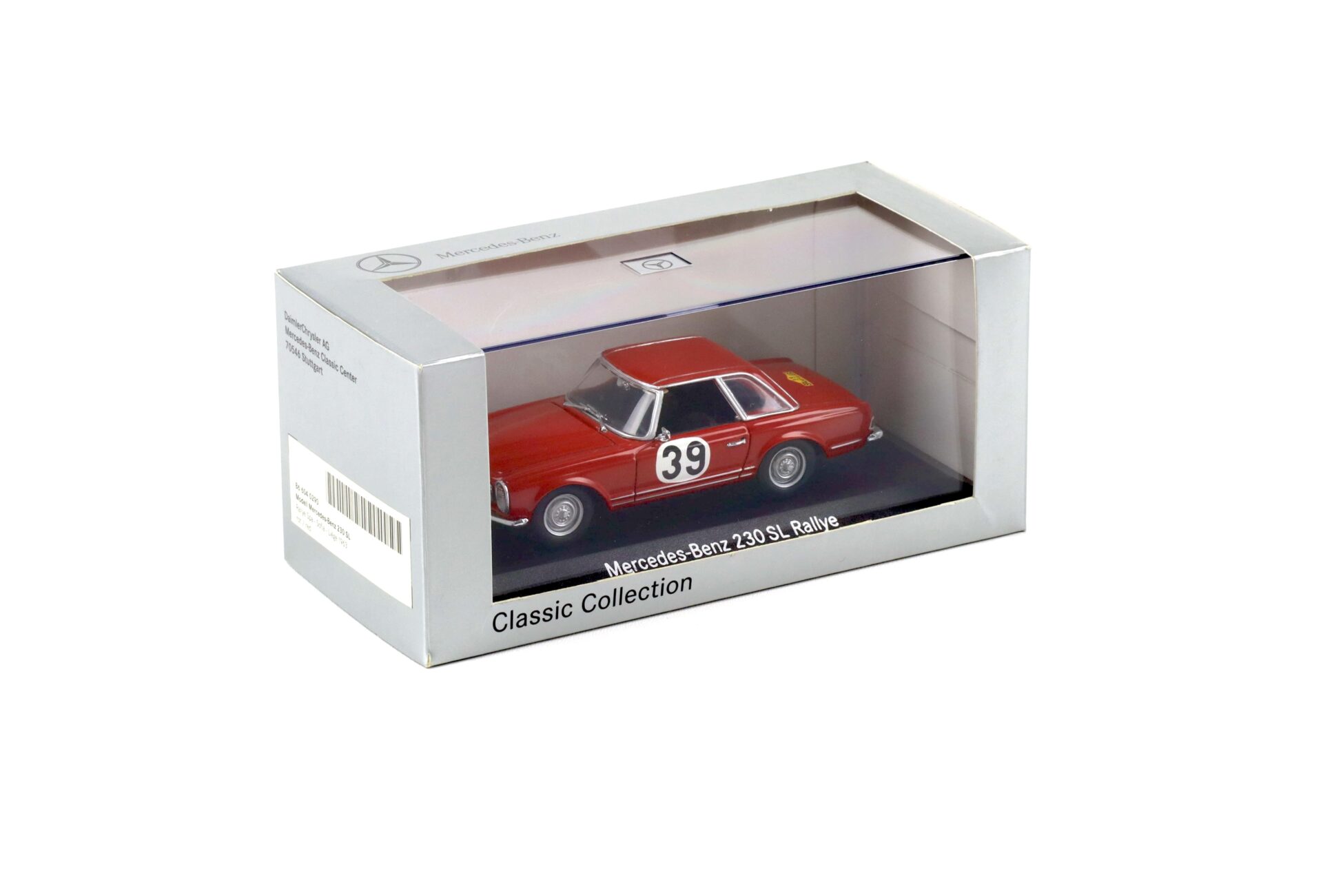 1:43 Minichamps Mercedes 230SL Pagode Rallye SPA 1963 red #39 DEALER VERSION
