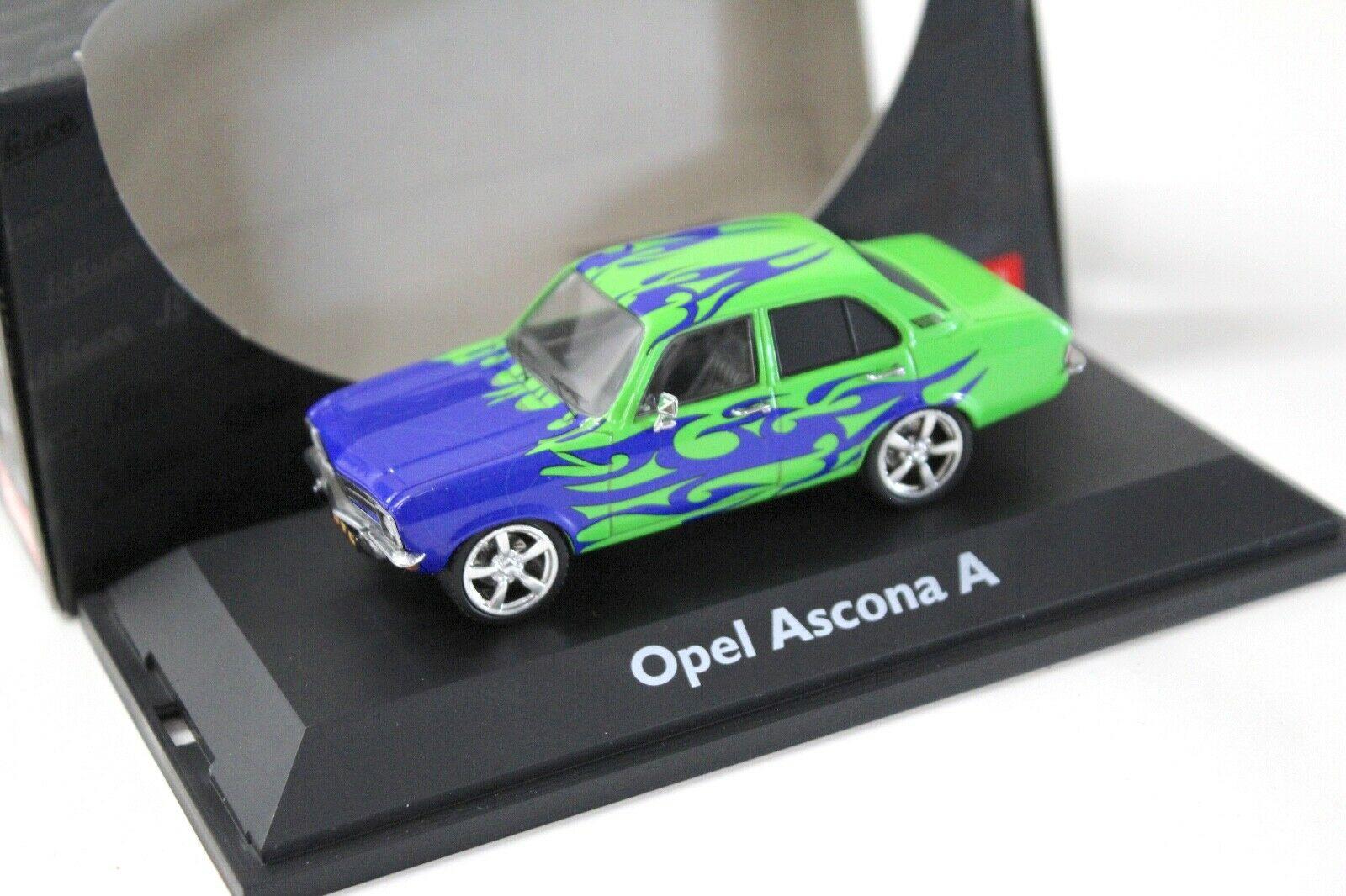 1:43 Schuco Opel Ascona A Tuning Car Flames blue/green