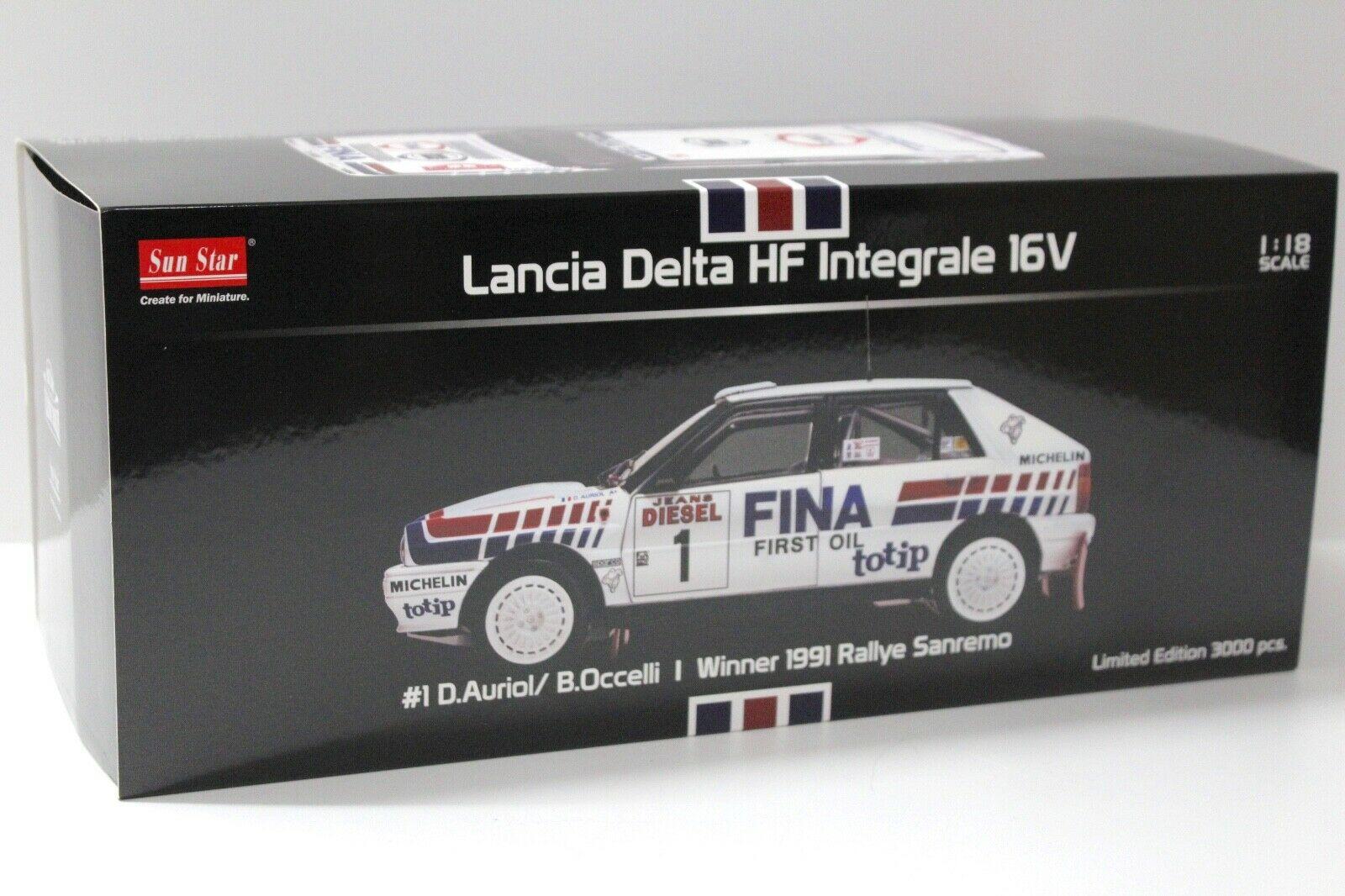 1:18 SunStar Lancia Delta HF Integrale 16V Rallye Sanremo #1 white