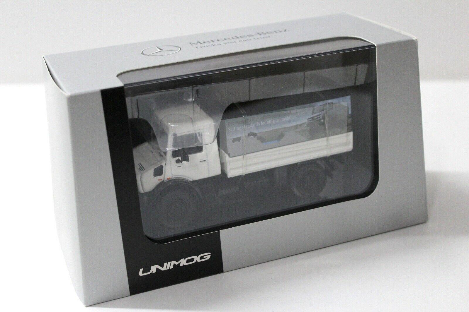 1:50 NZG Mercedes Unimog U5023 Pritsche + Plane white DEALER VERSION
