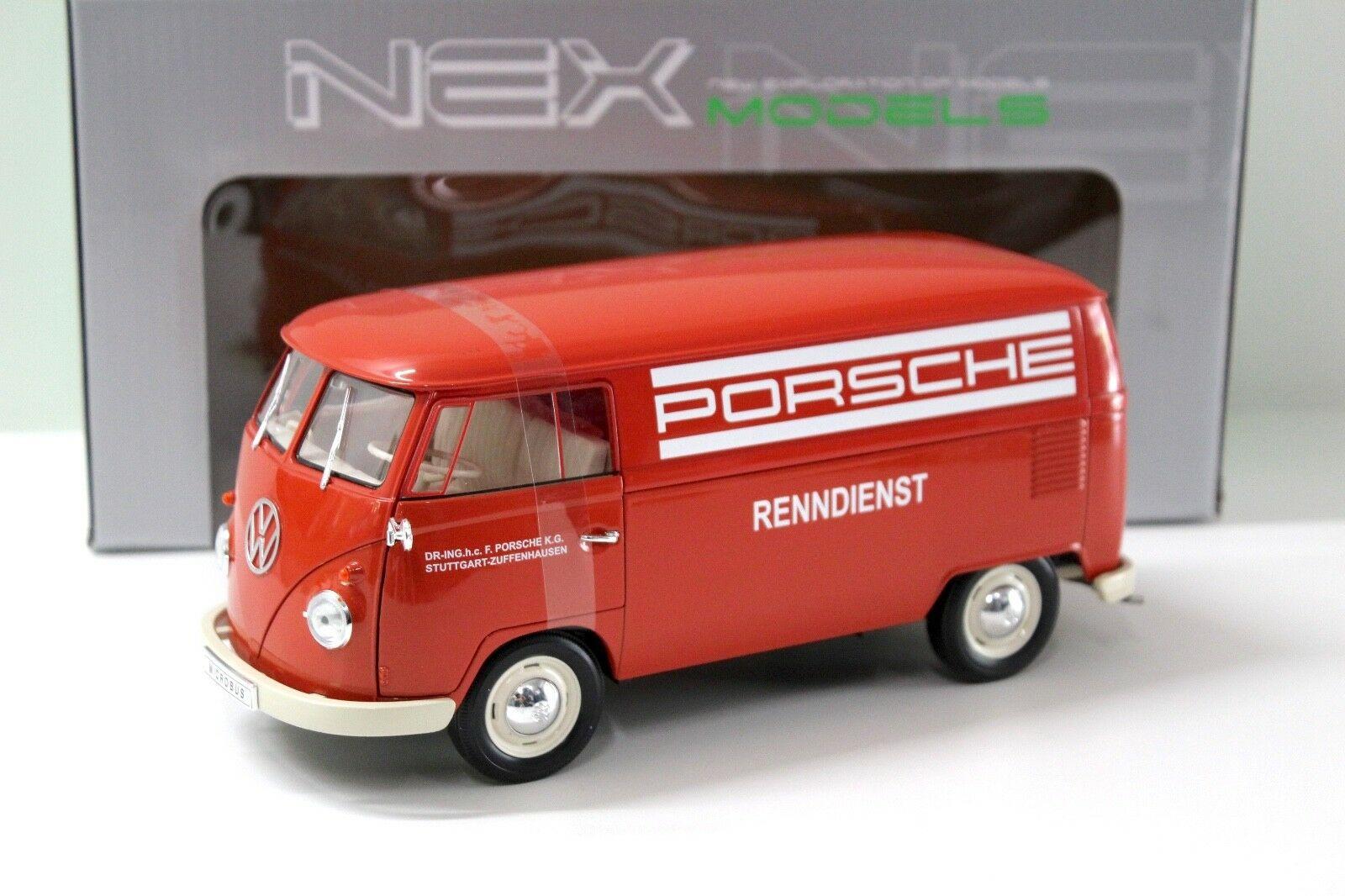 1:18 Welly VW T1 BUS Kastenwagen *PORSCHE-RENNDIENST* red