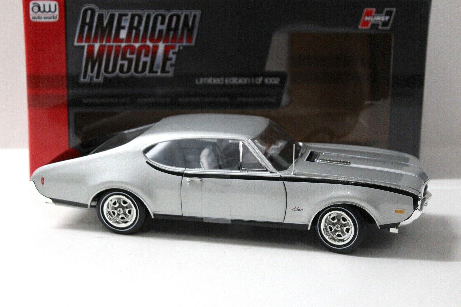1:18 Auto World Oldsmobile Cutless Hurst/olds Coupe silver 1968