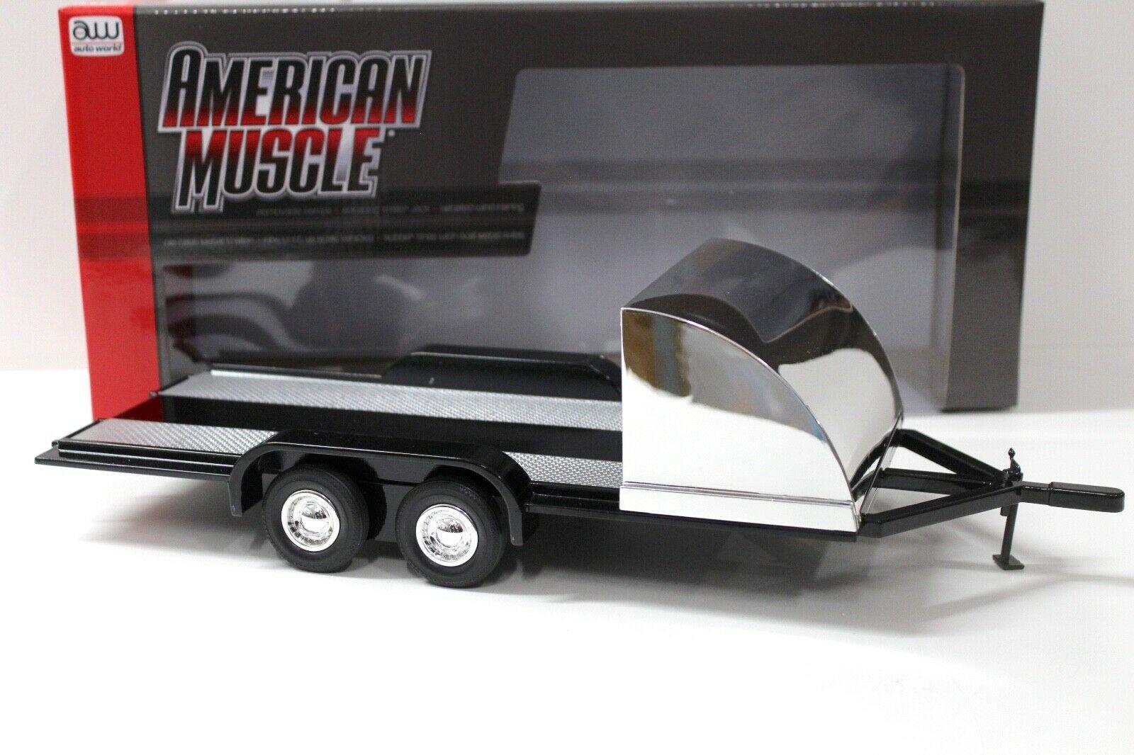 1:18 Auto World Trailer Open Car Hauler Anhänger black