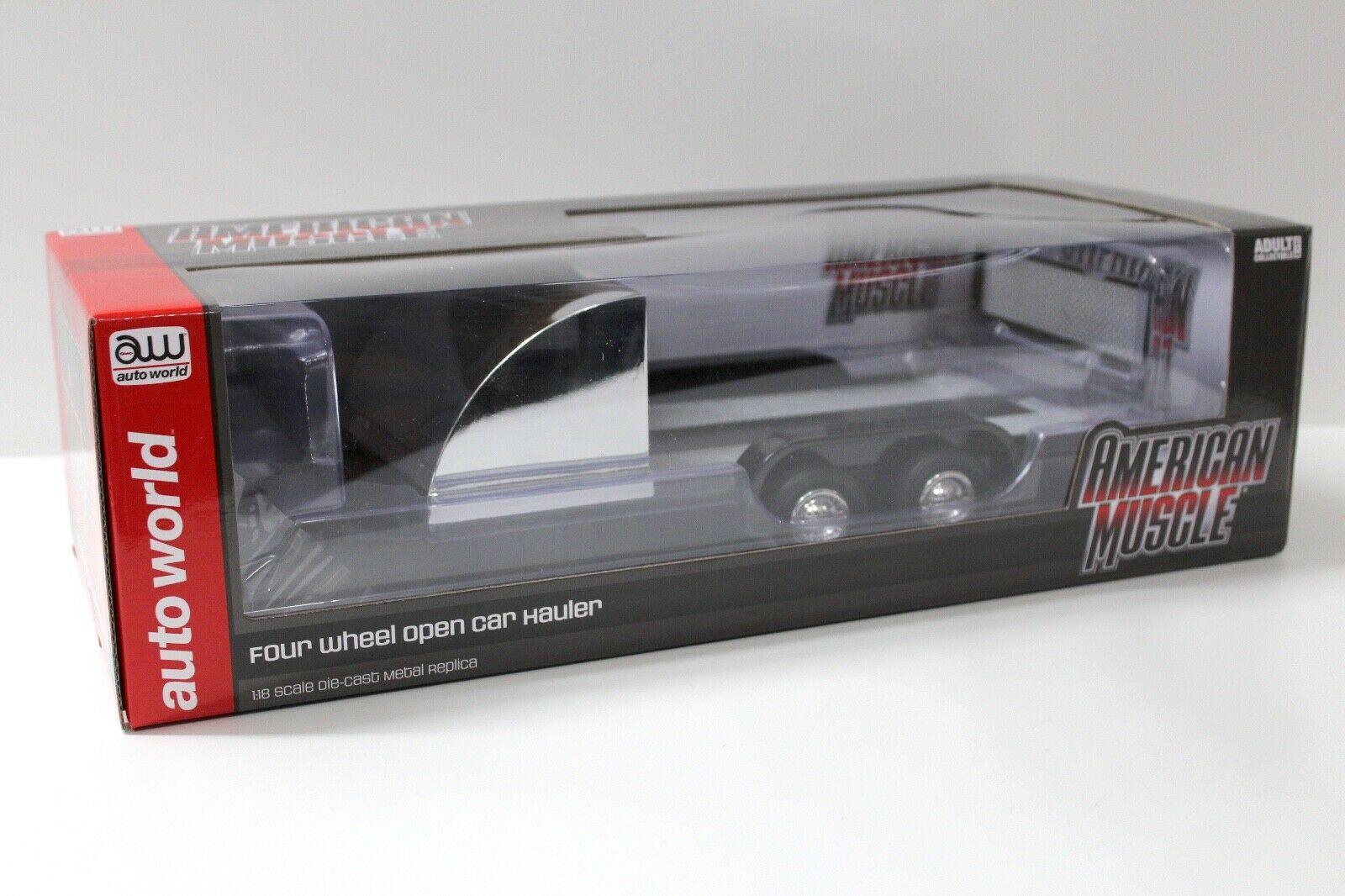 1:18 Auto World Trailer Open Car Hauler Anhänger black