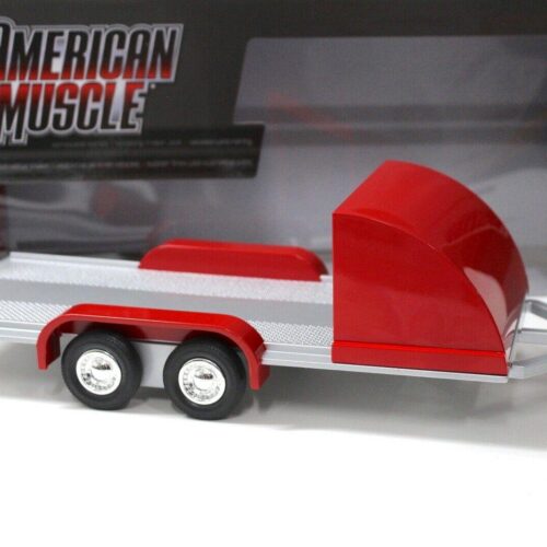 1:18 Auto World Trailer Open Car Hauler Anhänger red