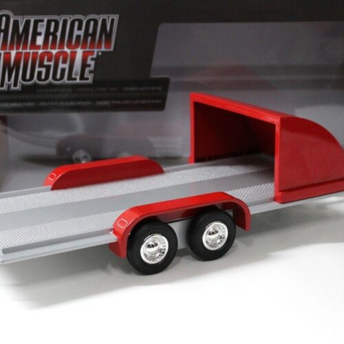 1:18 Auto World Trailer Open Car Hauler Anhänger red