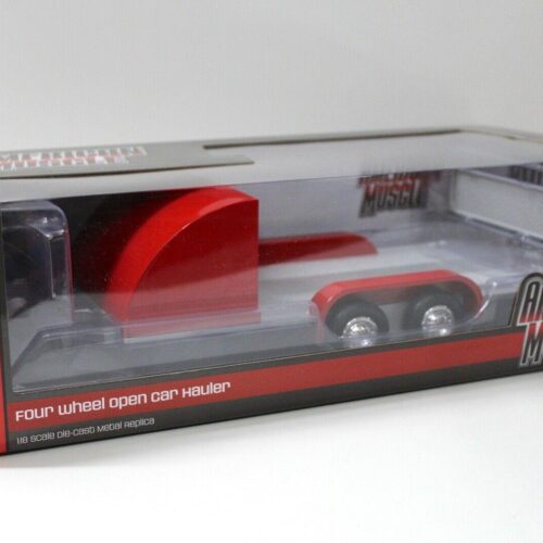 1:18 Auto World Trailer Open Car Hauler Anhänger red