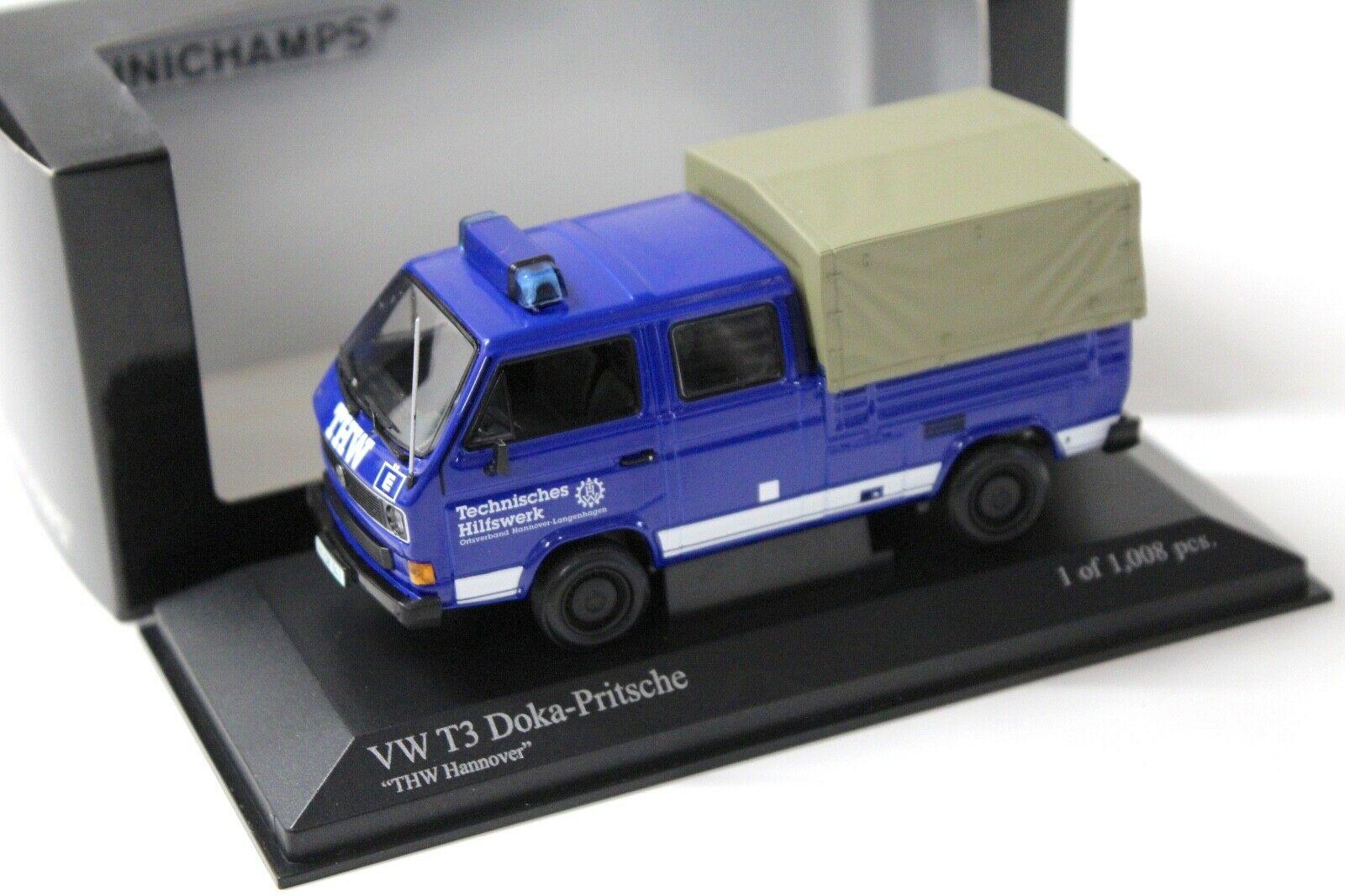 1:43 Minichamps VW T3 Doka-Pritsche THW Hannover blue