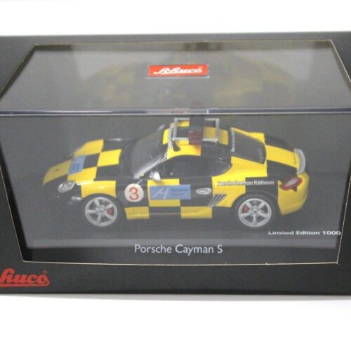 1:43 Schuco Porsche Cayman S "FOLLOW ME" Airport Hannover