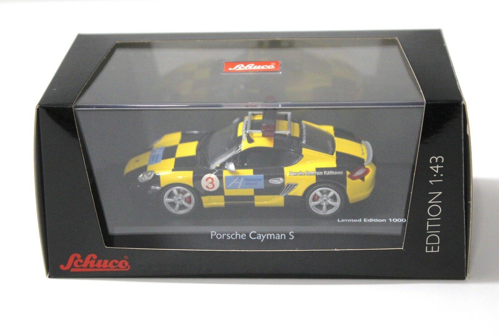 1:43 Schuco Porsche Cayman S "FOLLOW ME" Airport Hannover
