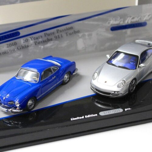 1:43 Minichamps Set 20 Jahre Porsche 911 Turbo silver + VW Karmann Ghia blue