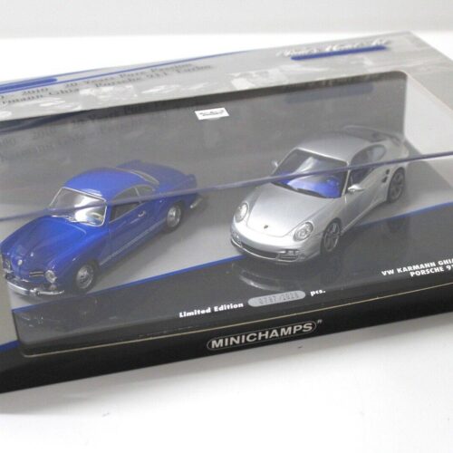 1:43 Minichamps Set 20 Jahre Porsche 911 Turbo silver + VW Karmann Ghia blue