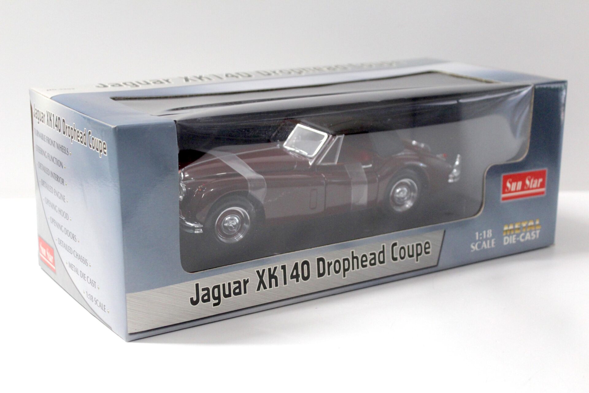 1:18 SunStar Jaguar XK140 Drophead Coupe Maroon