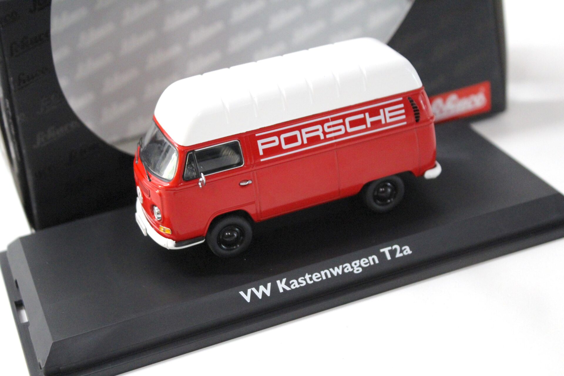 1:43 Schuco VW Kastenwagen T2a Hochdach PORSCHE red