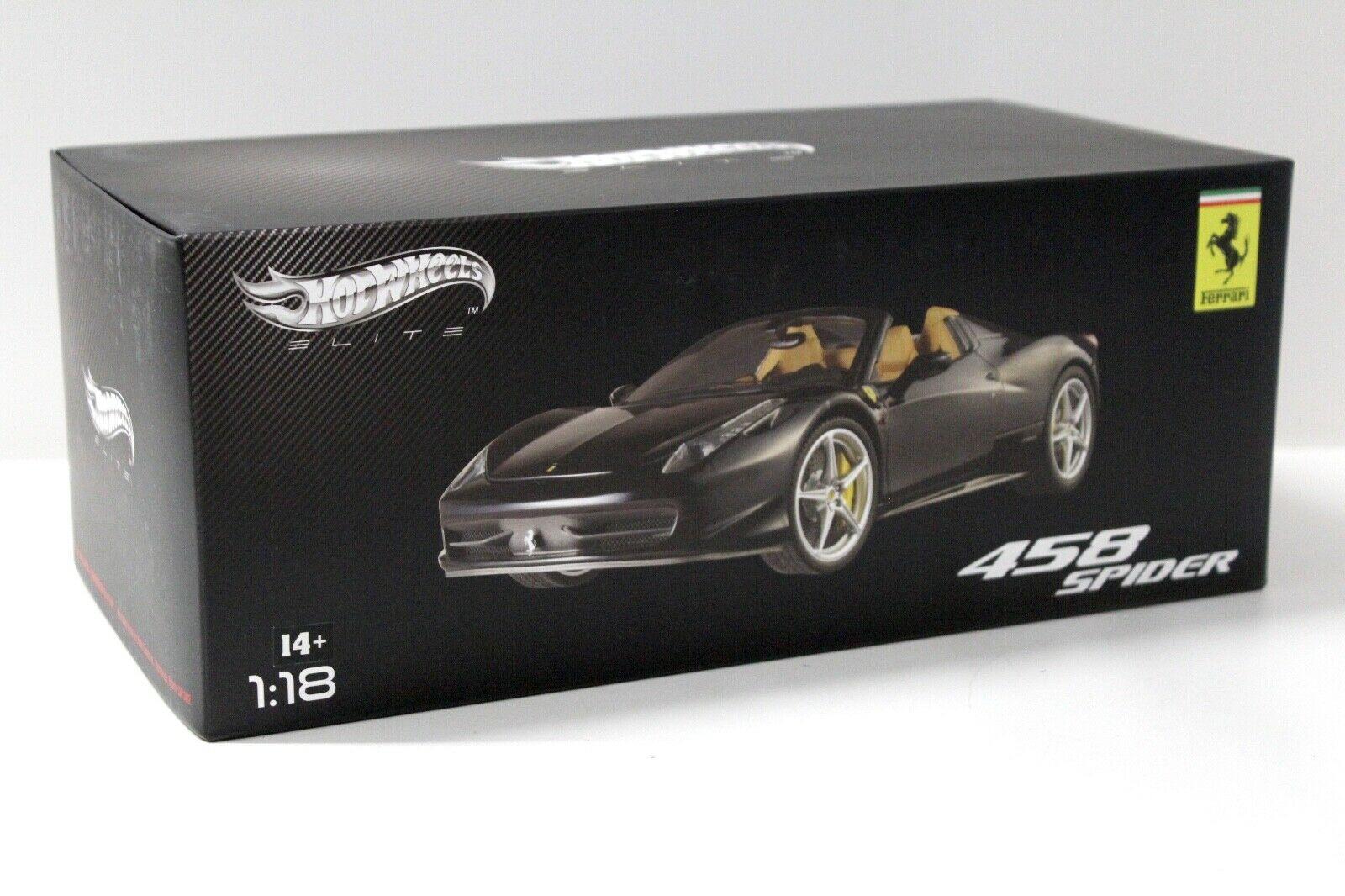 1:18 Hot Wheels Elite Ferrari 458 Spider black