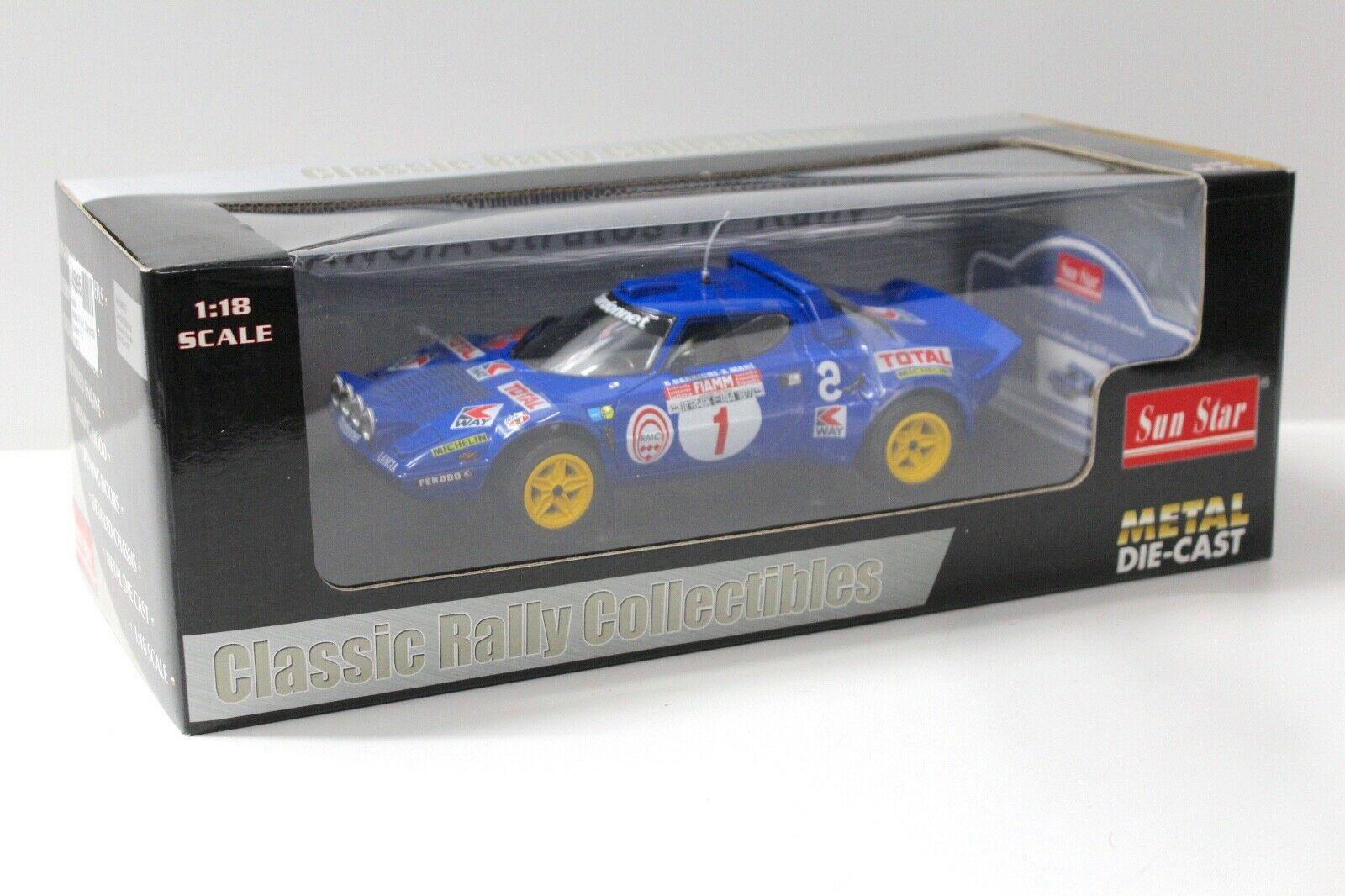 1:18 SunStar Lancia Stratos HF Rally ELBA 1977 #1 blue