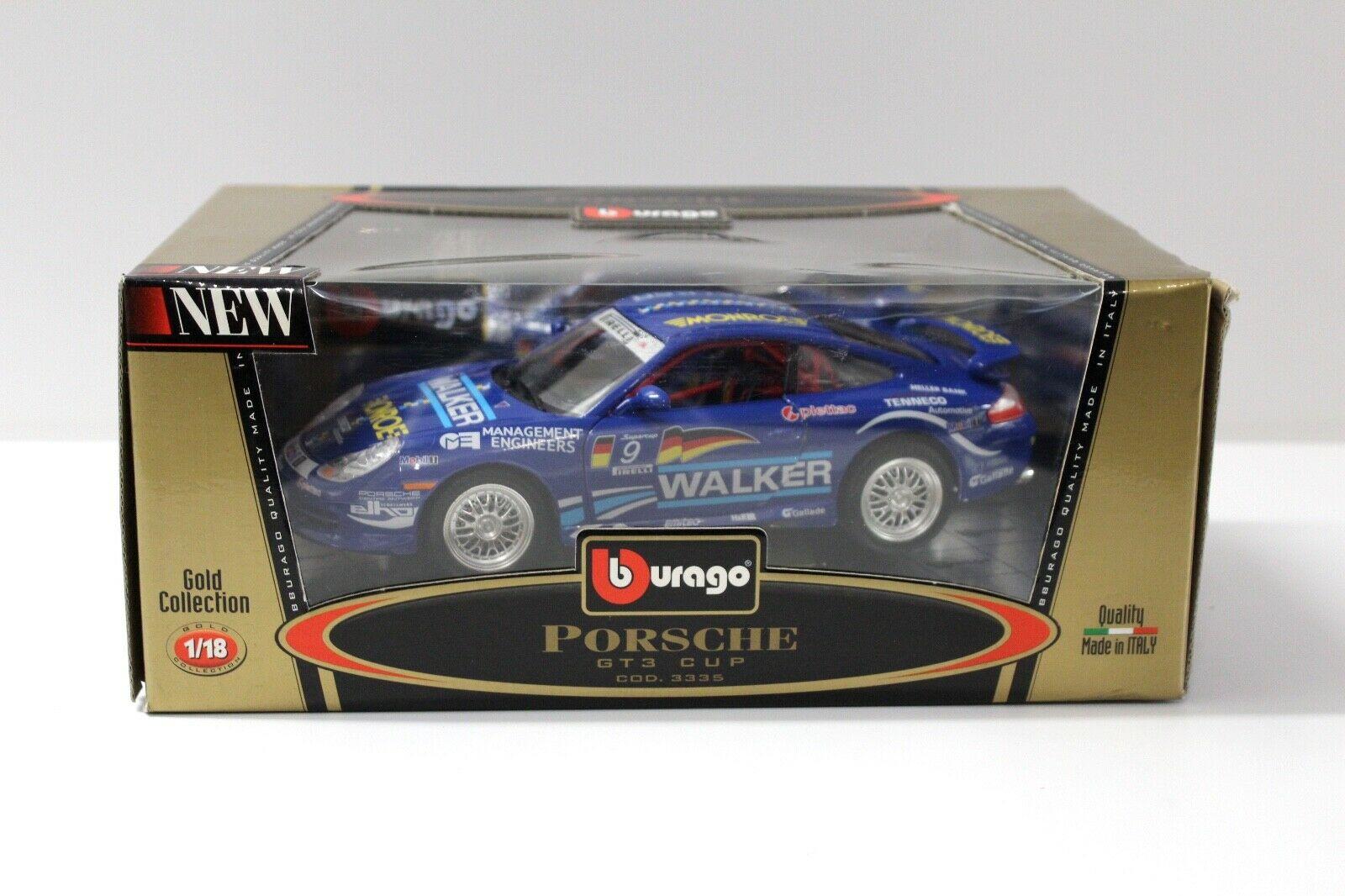 1:18 Bburago Porsche 911 996 GT3 Cup #9 Walker blue