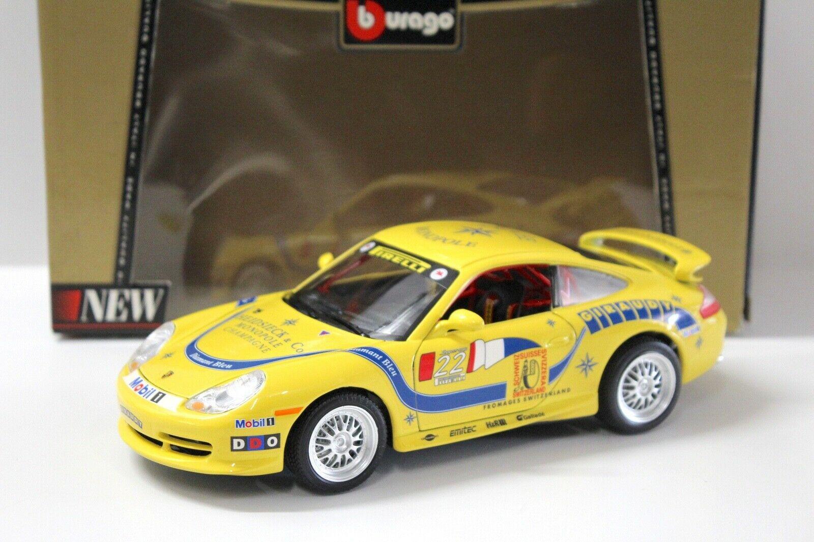 1:18 Bburago Porsche 911 996 GT3 Cup #22 Giraudy yellow
