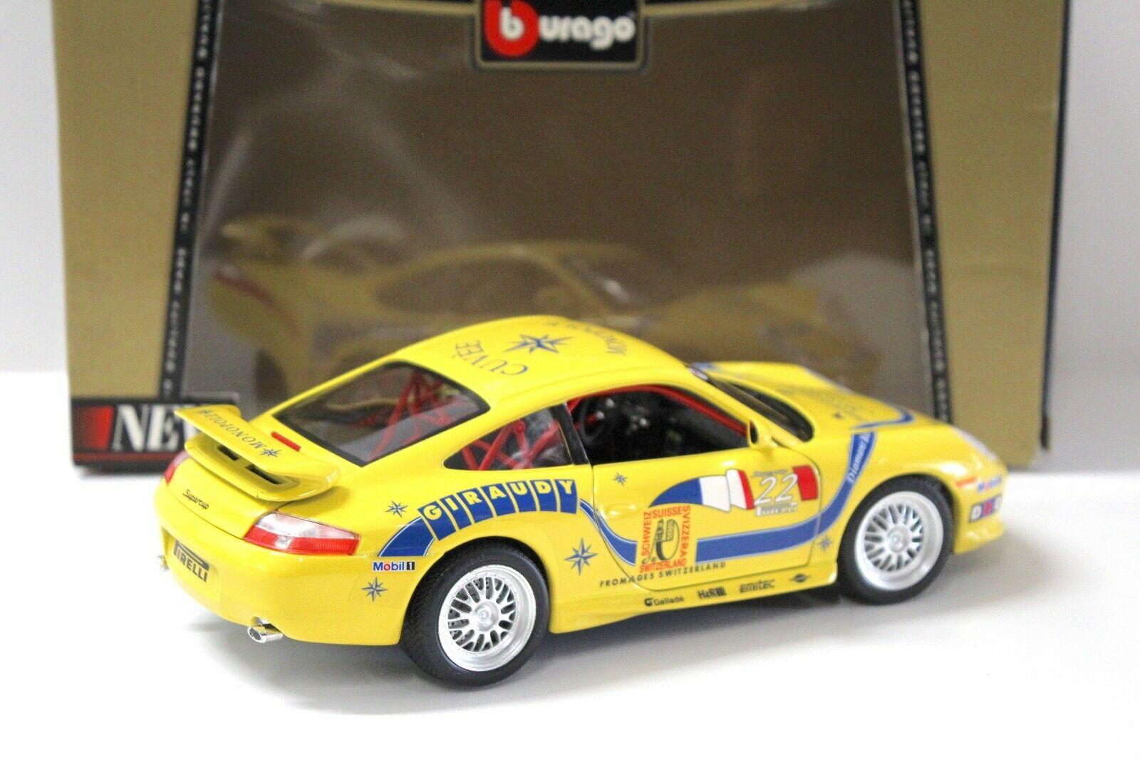 1:18 Bburago Porsche 911 996 GT3 Cup #22 Giraudy yellow