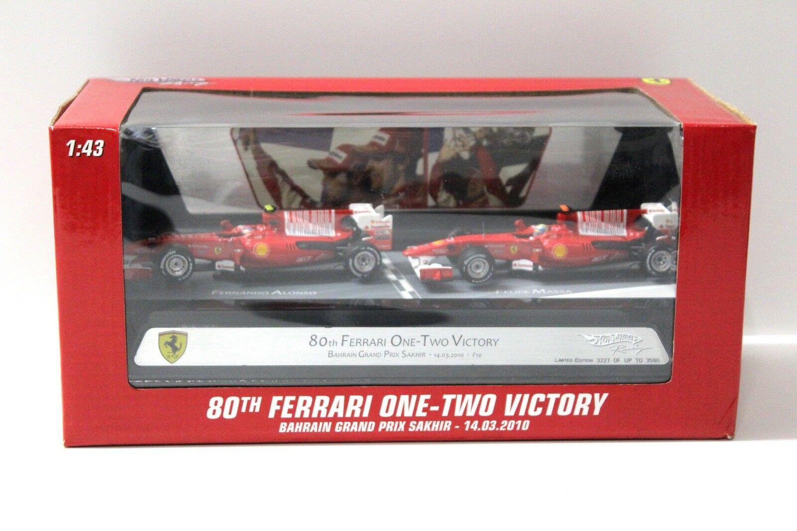 1:43 Hot Wheels SET F1 Ferrari F2010 80th One-Two Victory 2010 red