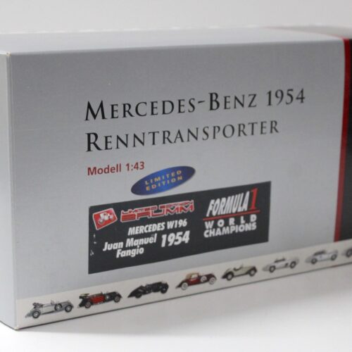1:43 CMC Mercedes Renntransporter 1954 mit Brumm W196 Juan Fangio