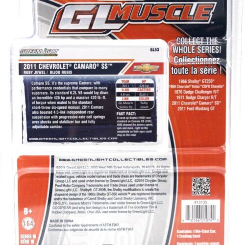 1:64 Greenlight Chevrolet Camaro SS 2011 red/ black