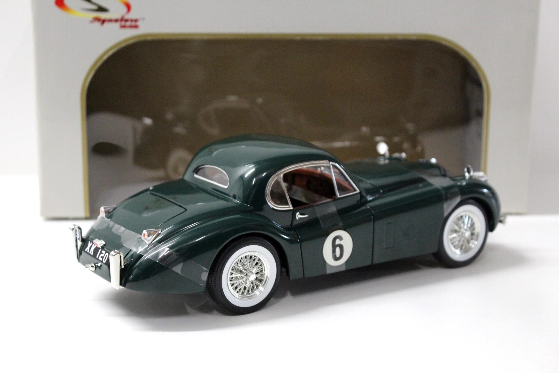 1:18 Signature Models 1949 Jaguar XK120 Coupe Racing #6 dark green