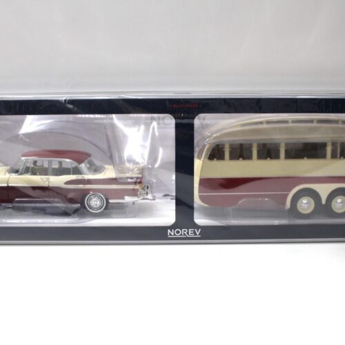 1:18 Norev Simca Vedette Chambord 1958 + Caravane Henon red & ivoire