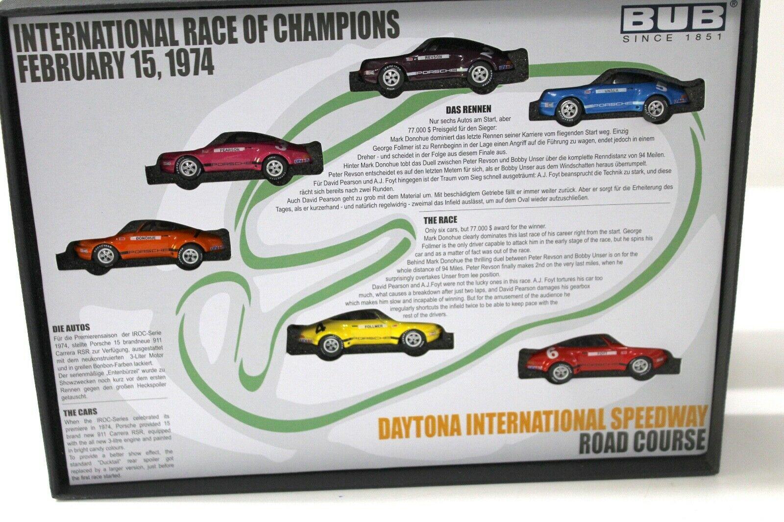 1:87 Bub mobil Porsche IROC SET Daytona USA 6x Porsche 911 3.0 RSR 1974