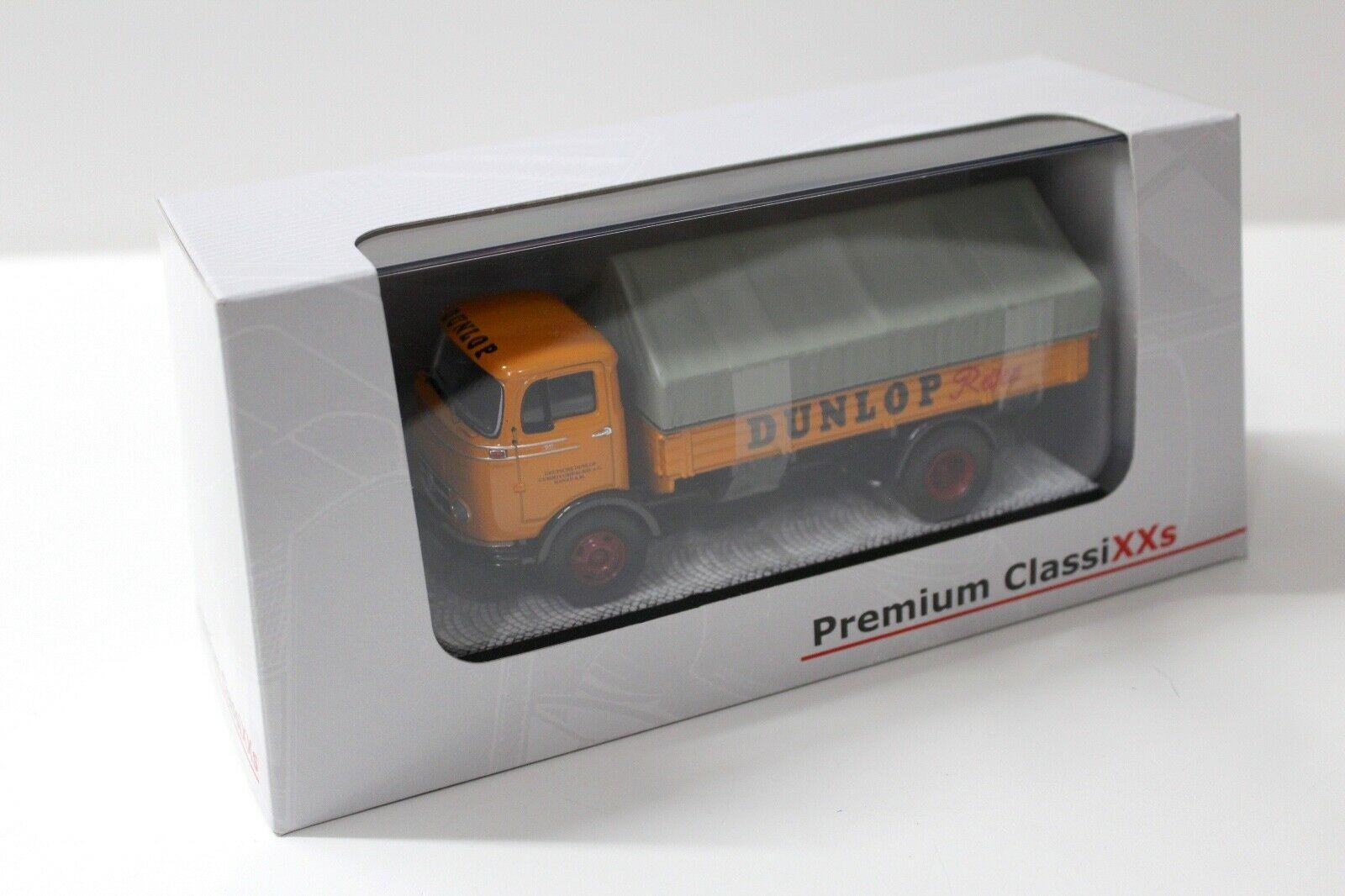 1:43 Premium ClassiXXs Mercedes LP 911 Pritsche/ Plane Dunlop Reifen orange