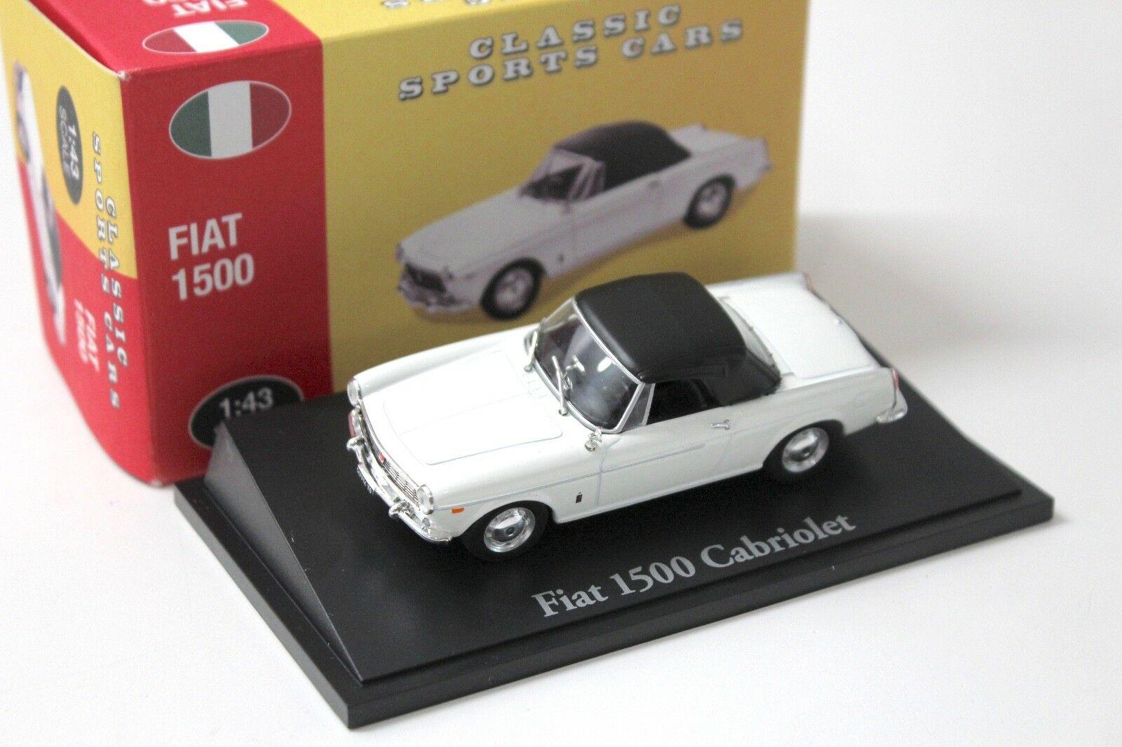 1:43 Atlas By Norev Fiat 1500 Cabriolet white Classic Sport Cars