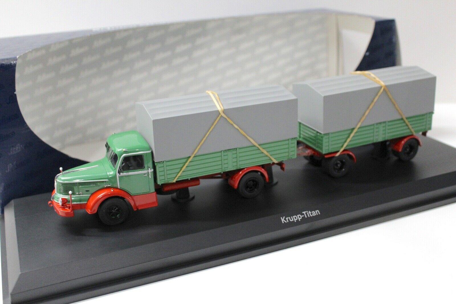 ID 51193 orig.jpg 1:43 Schuco Krupp Titan Planen-LKW mit Anhänger green