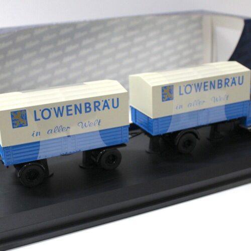 1:43 Schuco Mercedes L6600 mit Anhänger LÖWENBRÄU blue