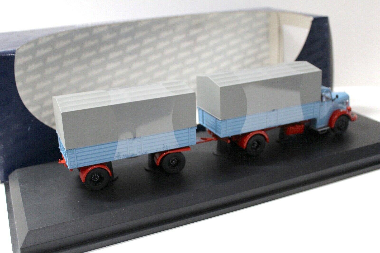 1:43 Schuco Mercedes L6600 mit Anhänger Plane blue