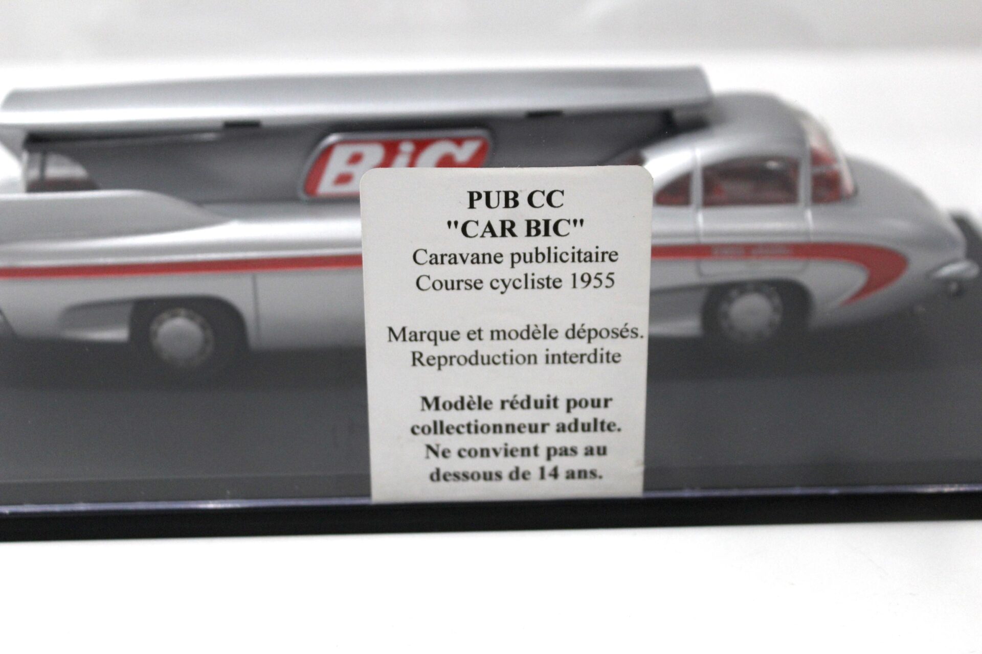 1:43 PUB.CC CAR-BIC "BANG-BANG" Advertising caravan cycle race 1955 silver