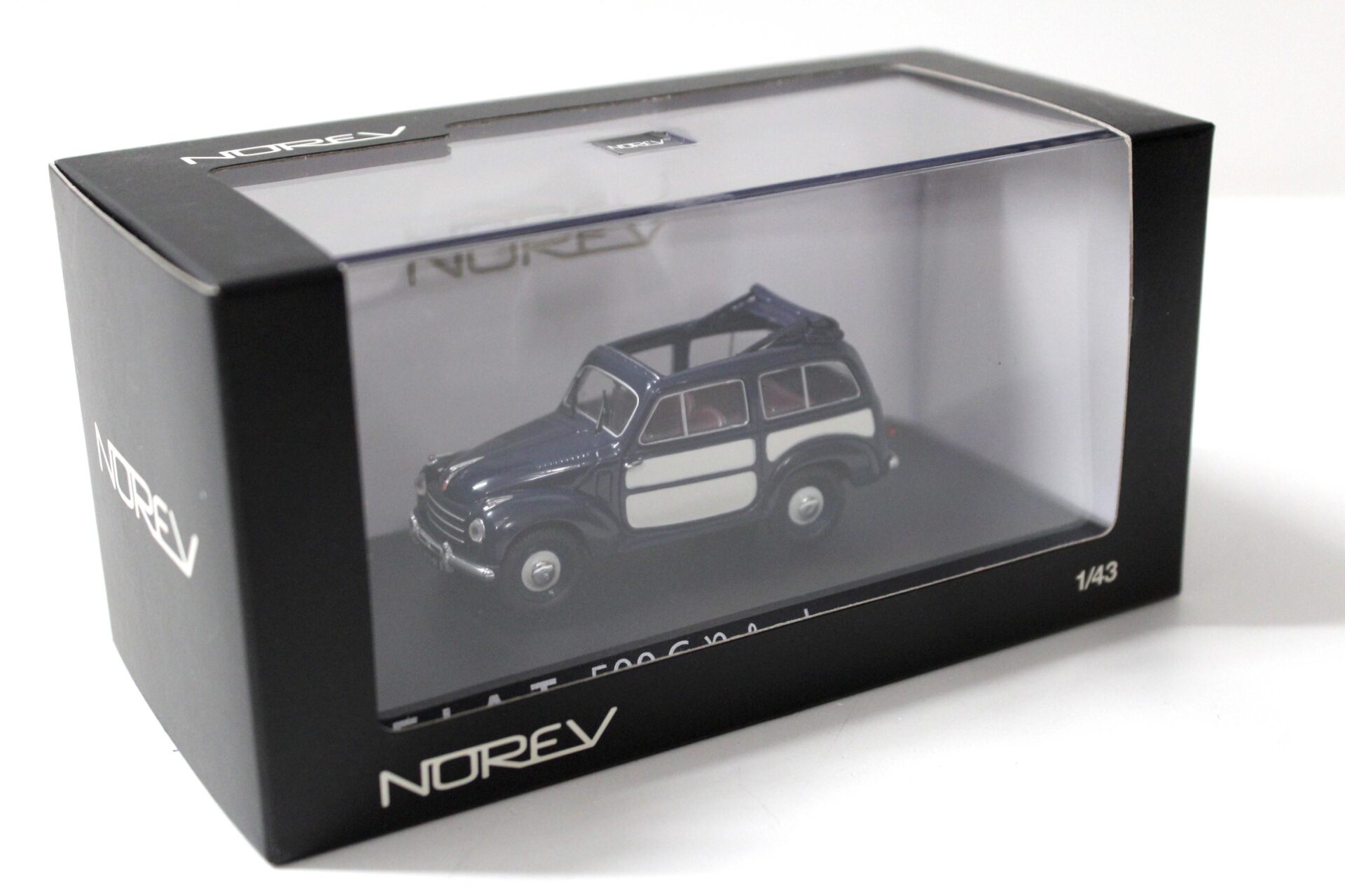 1:43 Norev Fiat 500C Belvedere dark blue/ white