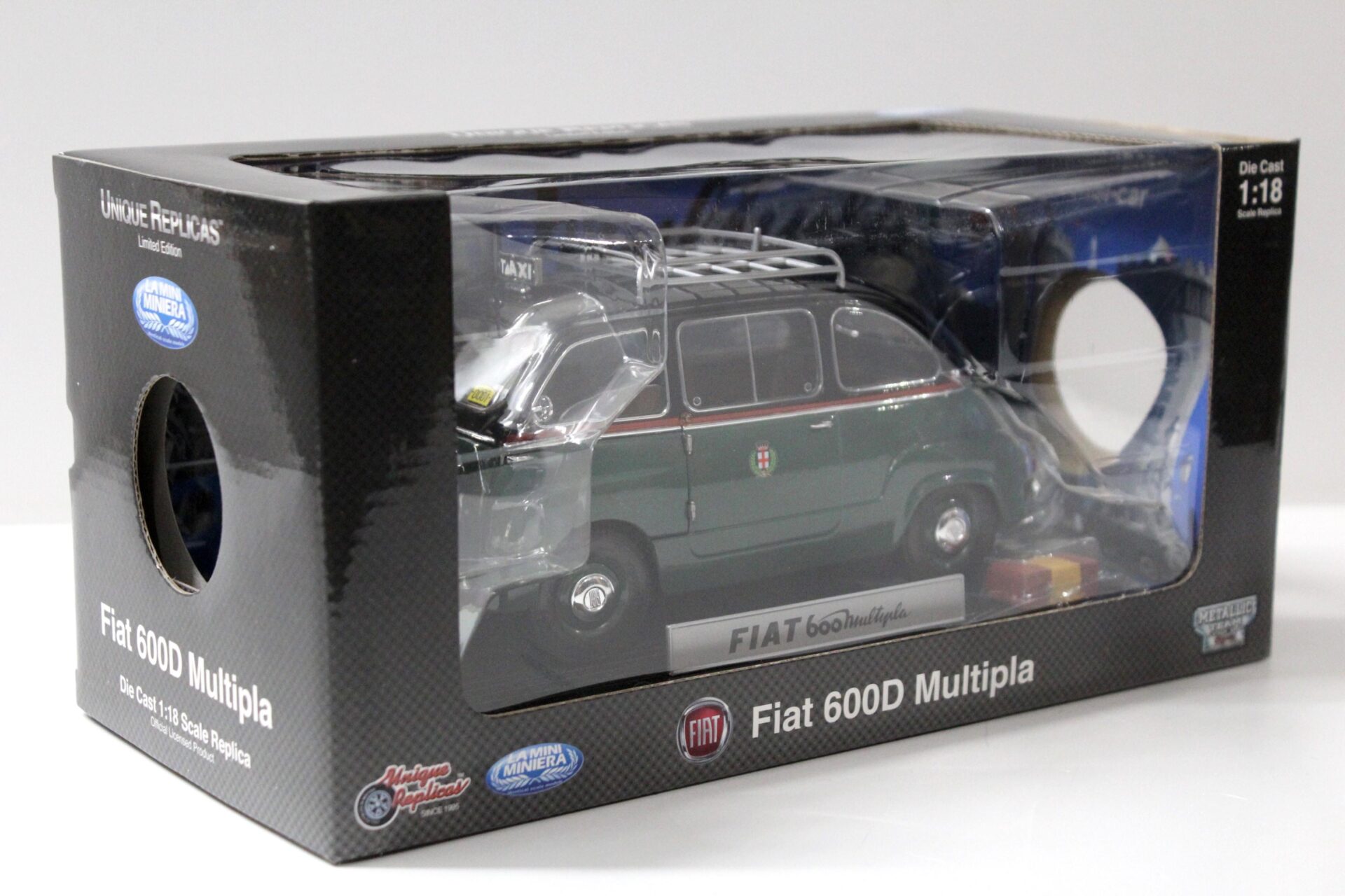 1:18 La Mini Miniera Fiat 600 D Multipla "TAXI Milano" 1961 green