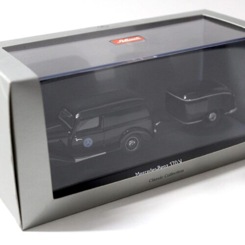 1:43 Schuco Mercedes 170V mit Serviceanhänger/ Trailer black DEALER VERSION