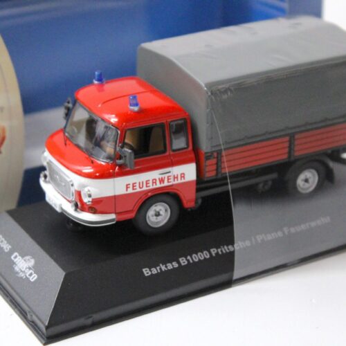1:43 Cars&Co IST Barkas B1000 Pritsche/ Plane Feuerwehr red/ grey