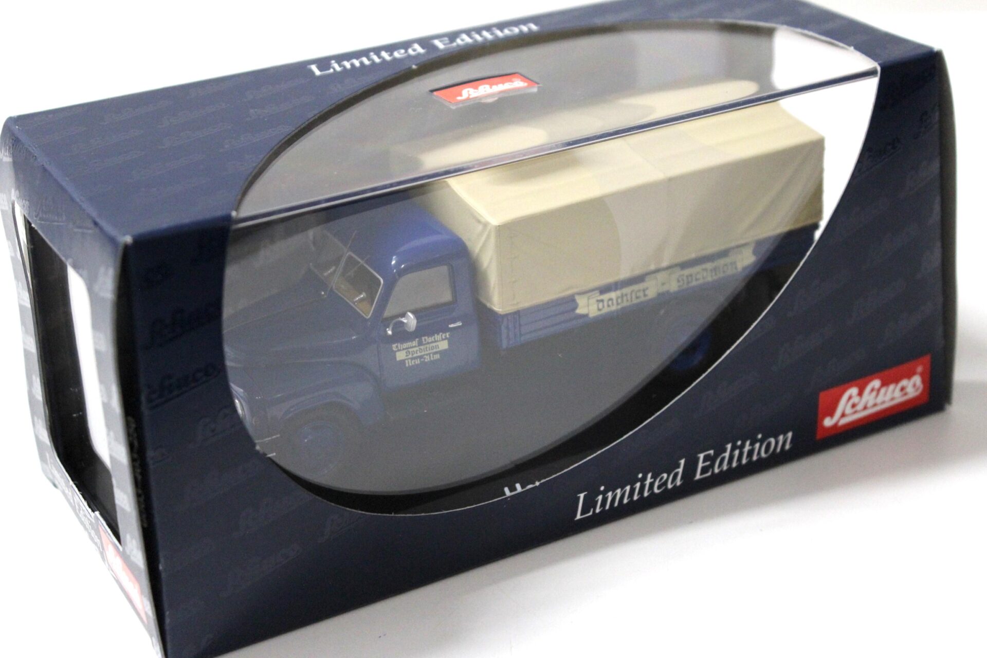 1:43 Schuco Hanomag L28 Pritsche/ Plane LKW "Dachser Spedition" blue