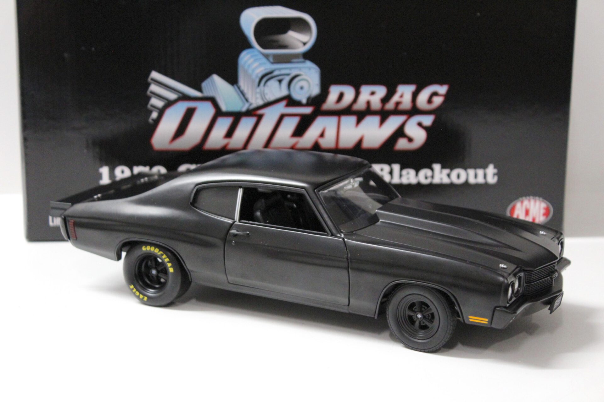 1:18 ACME 1970 Chevrolet Chevelle SS Powderkeg Drag Outlaws BLACKOUT black