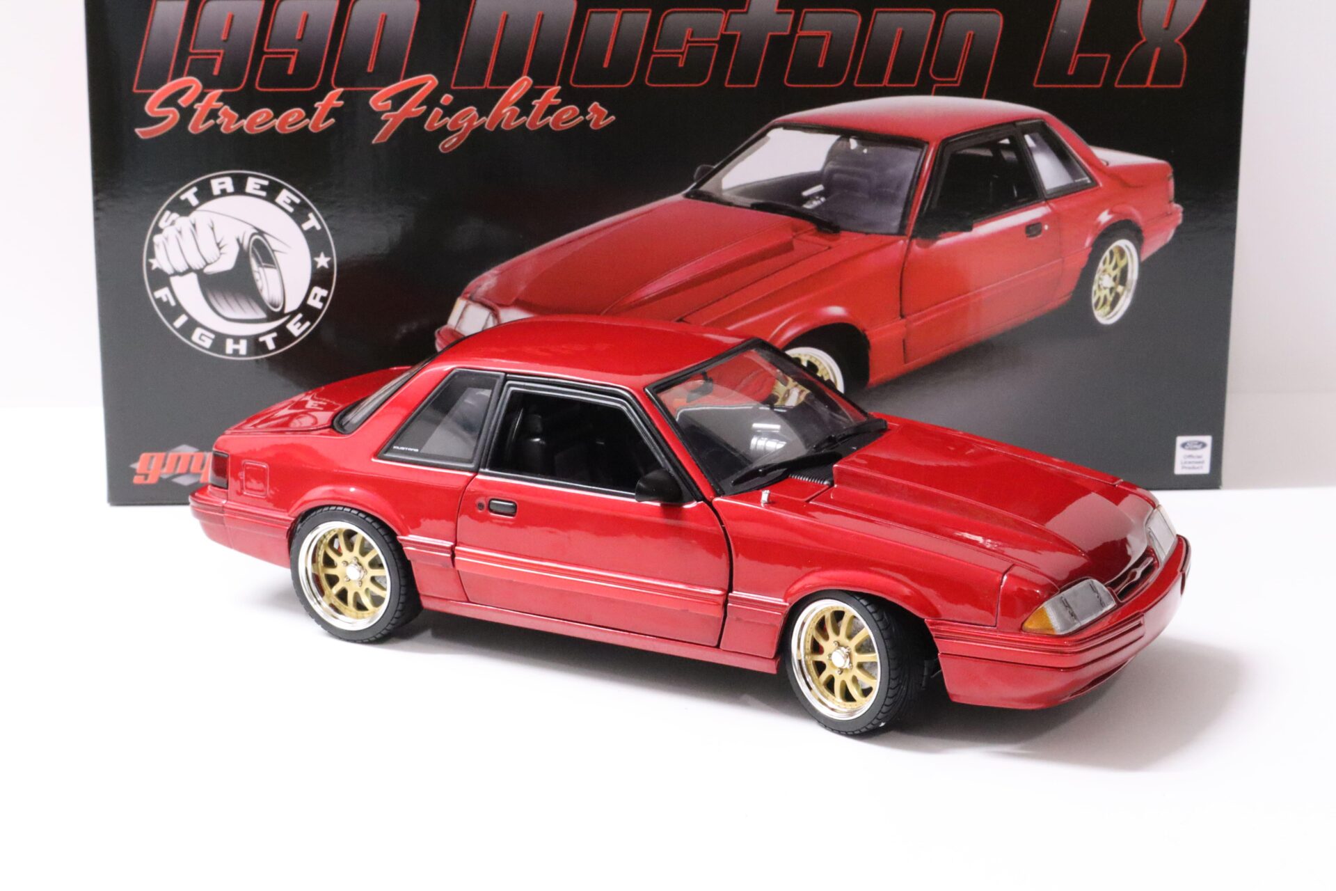 1:18 GMP 1990 Ford Mustang LX Coupe Street Fighter red metallic