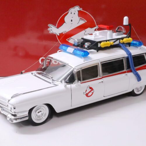 1:18 Hot Wheels 1959 Cadillac Miller GHOSTBUSTERS ECTO-1 white Movie Car - Image 1