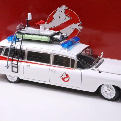 1:18 Hot Wheels 1959 Cadillac Miller GHOSTBUSTERS ECTO-1 white Movie Car - Image 2